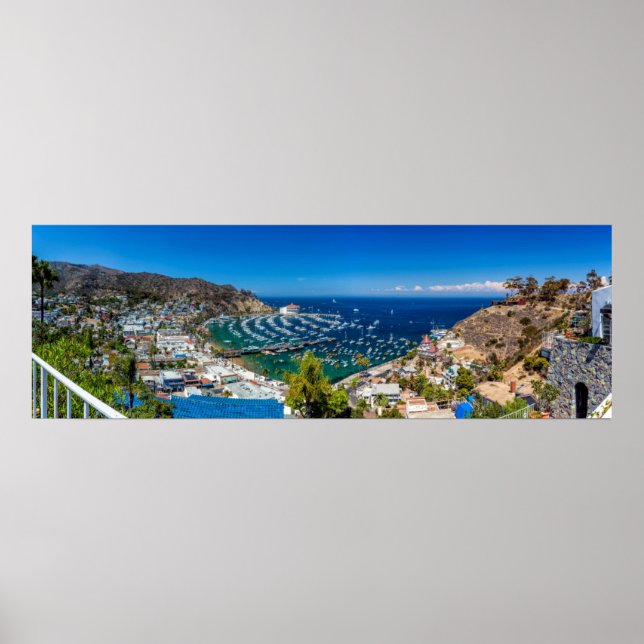 Poster Panorama d'Avalon sur l'île Catalina (Devant)