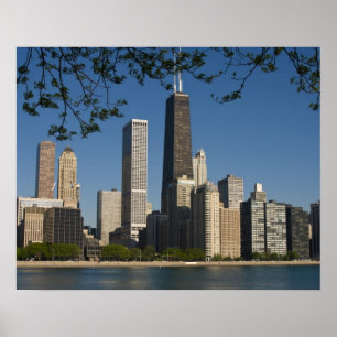 Poster panorama de Chicago et lac Michigan, rivage du lac