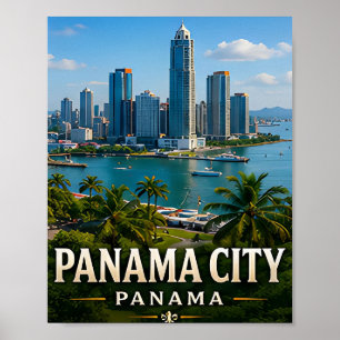 Poster Panorama de la ville de Panama et merveille du can