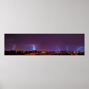 Poster Panorama de plusieurs impacts d'éclairage à Bucare