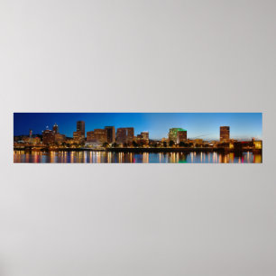 Poster Panorama de Portland Oregon la nuit
