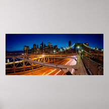 Panorama nocturne de Brooklyn Bridge NYC