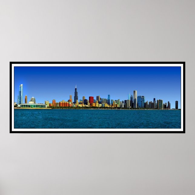 POSTER PANORAMA SKYLINE CHICAGO (Devant)