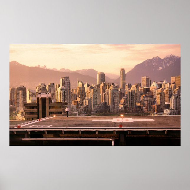 Poster Panorama Sunrise Skyline de Vancouver (Devant)