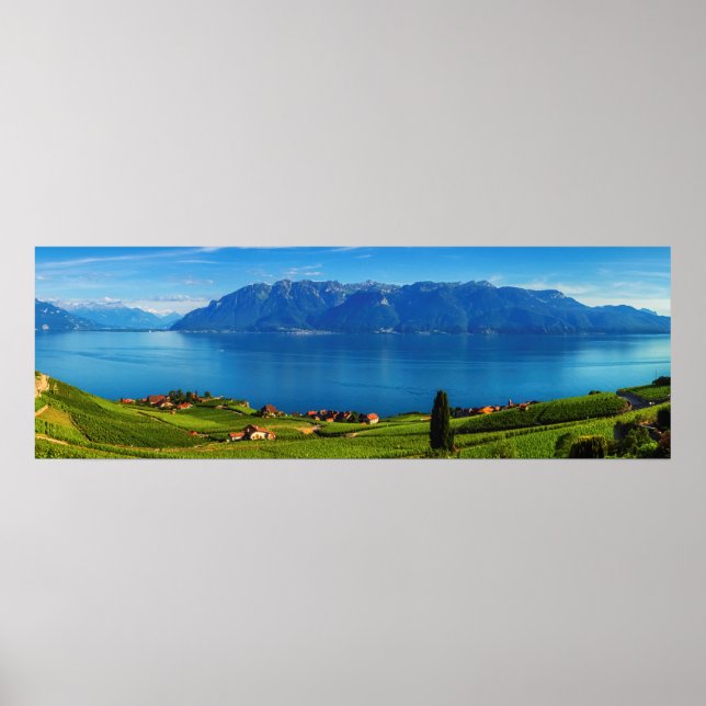 Poster Panorama sur la région de Lavaux, Vaud, Suisse (Devant)