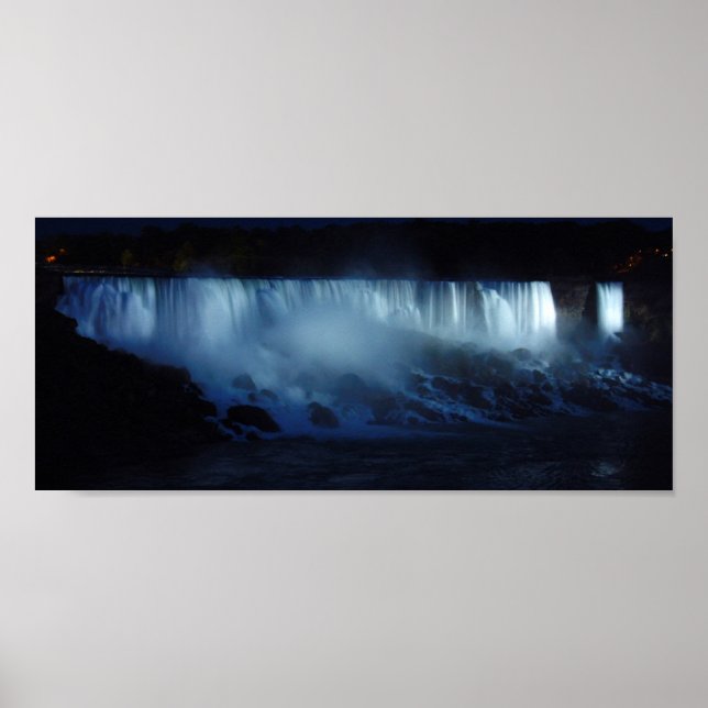 Poster Panoramique de nuit des chutes américaines 6x14 (Devant)