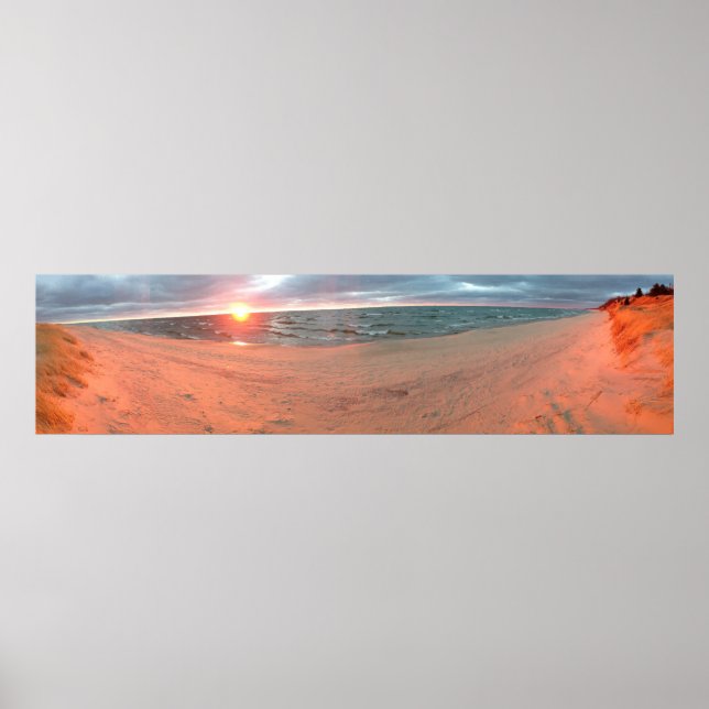 Poster Panoramique Lake Michigan Sunset (Devant)