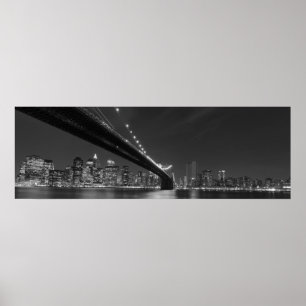 Poster Panoramique noir blanc New York City Skyline