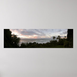 Poster panoramique sur le coucher de soleil hawaïe
