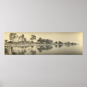 Poster Panoramique Vintage de l'île Kelleys, OH - Côte