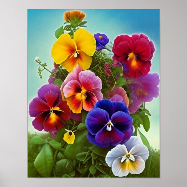 Poster Pansies colorées -AI ART (Devant)