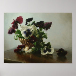 Poster Pansies dans un bol de laiton