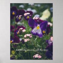 Pansies violettes et oubliettes roses