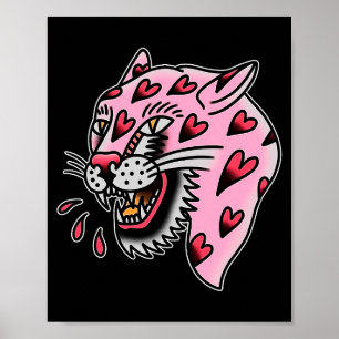 Poster Panther Rose X Cœur Amour Traditionnel Flash Premi
