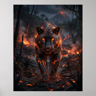 Poster Panthère de lave Jungle volcanique