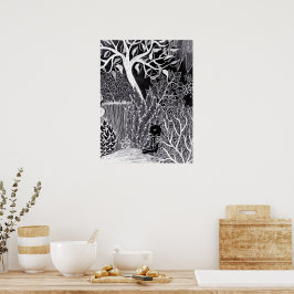 Poster Panthère noire dans la jungle - dessin au crayon