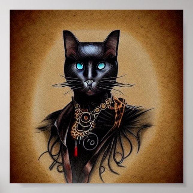 Poster Panthère noire steampunk (Devant)