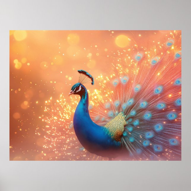 Poster Paon majestueux au plumage vibrant (Devant)