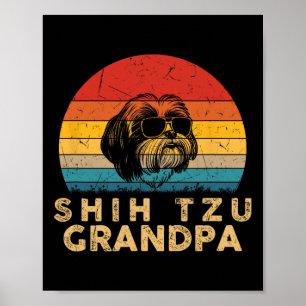 Poster Pap Grand-père Rétro Amateur de chien Shih Tzu Pat