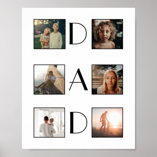 Poster Papa 6 Photo Collage Cute Elegant Fête du Père (Devant)
