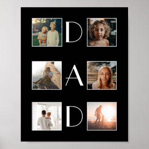 Poster Papa 6 Photo Collage Cute Elegant Fête du Père