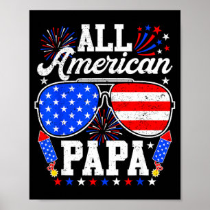 Poster Papa américain lunettes de soleil 4 juillet famill