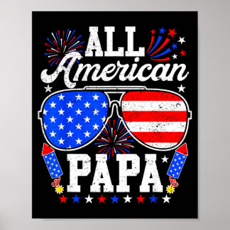 Poster Papa américain lunettes de soleil 4 juillet famill