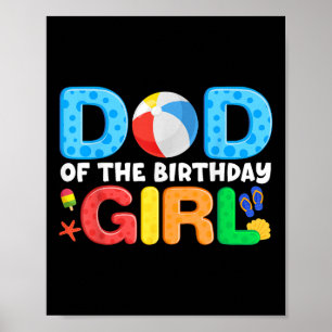 Poster Papa Anniversaire Fille Enfants Beach Ball Thème d