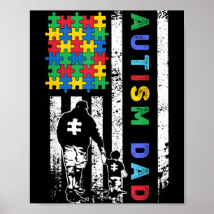 Poster Papa autiste Drapeau américain USA Sensibilisation