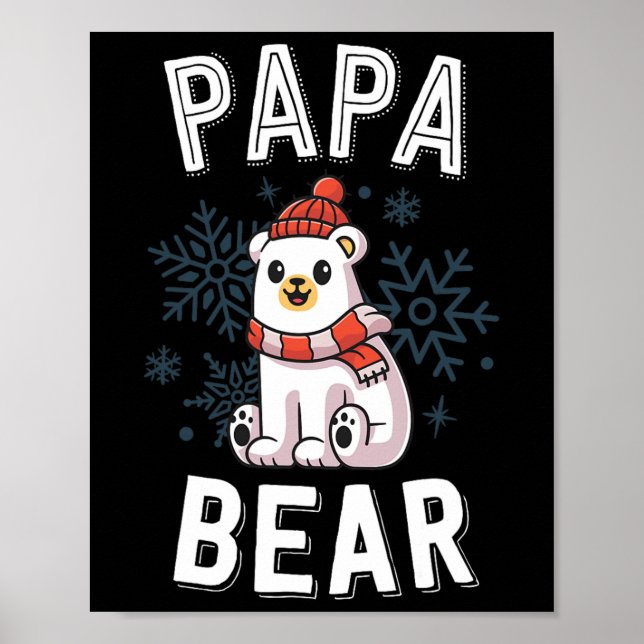 Poster Papa Bear Famille Noël S Ours Polaire Vacances Xm (Devant)