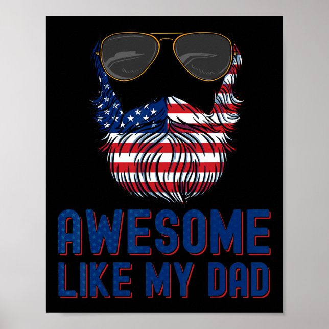 Poster Papa Beauté Awesome Comme Mon Père 4 juillet Patri (Devant)