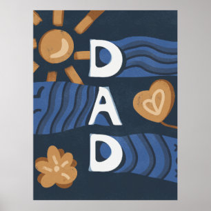 Poster Papa - Bonne Fête des pères bleu marine