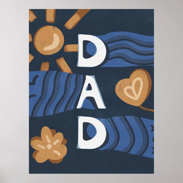 Poster Papa - Bonne Fête des pères bleu marine (Devant)
