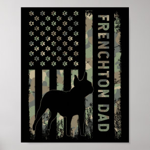 Poster Papa Bouledogue Français Boston Terrier Camo Drape
