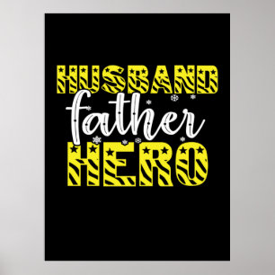 Poster Papa Cadeau Mari Père Héros
