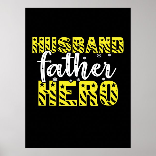 Poster Papa Cadeau Mari Père Héros (Devant)