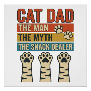 Poster Papa Chat Le Fournisseur de Snacks Chemise Vintage