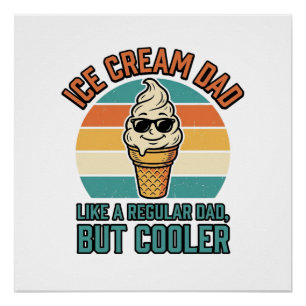 Poster Papa Crème Glacée Vintage Drôle T-Shirt pour Papa