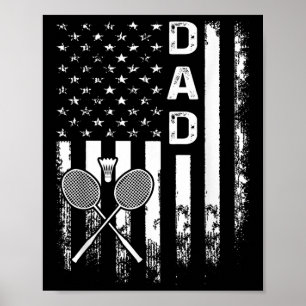 Poster Papa de badminton Drapeau américain Noël vintage X