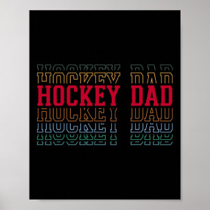 Poster Papa de hockey drôle texte superposé père entraîne