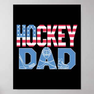 Poster Papa de hockey rétro 4 juillet Fête des pères Ice