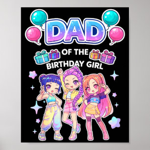 Poster Papa de la fille d'anniversaire mignon chibi kpop