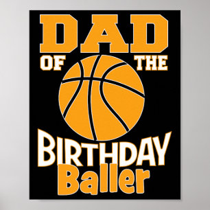 Poster Papa De L'Anniversaire Byller Bysketbyll Fête À Th