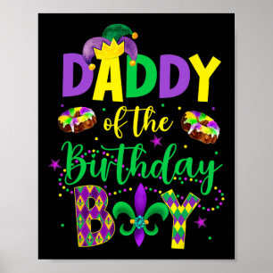 Poster Papa De L'Anniversaire Garçon Chemise Mardi Gras P