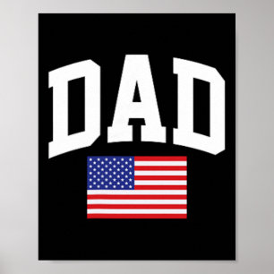 Poster Papa Drapeau Américain Usa Fête Des Pères 4 Juille