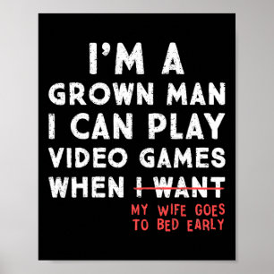 Poster Papa drôle père joueur Je peux jouer aux jeux vidé