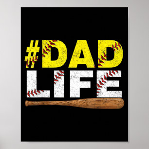 Poster Papa drôle vie softball baseball papa sports