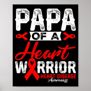 Poster Papa d'un guerrier du cœur Maladie cardiaque Ruban