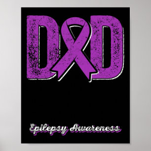 Poster Papa D'Un Guerrier Épilepsie Papa Purple Ribbon So