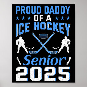 Poster Papa fier d'un senior de hockey sur glace diplômé 